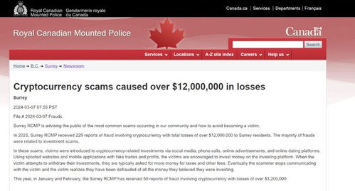 加拿大加密货币诈骗案件,巨额损失与警醒警示